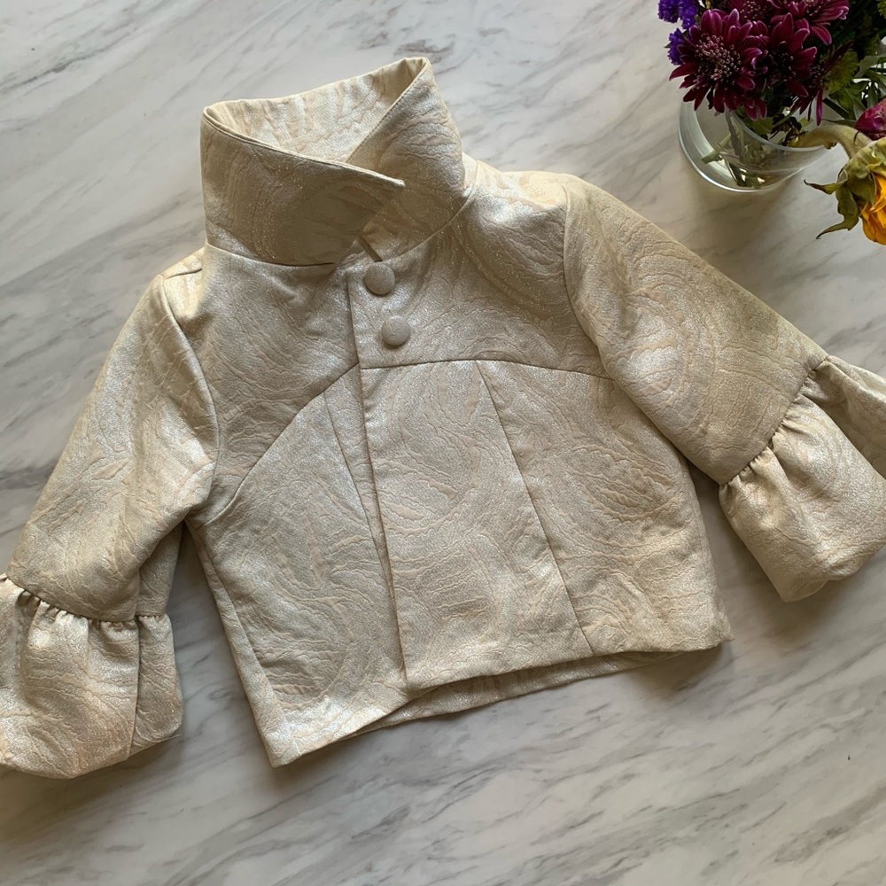 Gold shimmer coat with 3/4 bell sleeves